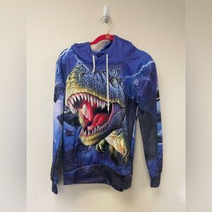 Women's Realistic T Rex Dinosaur Purple Hooded Sweatshirt SZ S